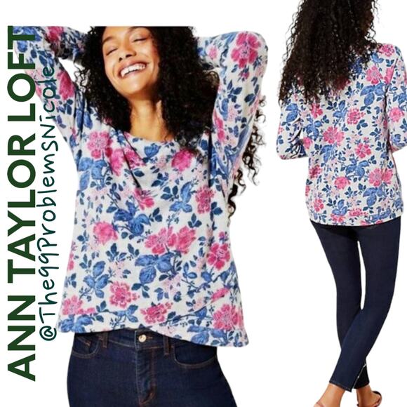 LOFT Women's Vine Textured Crossover Hem Top - Picture 1 of 9